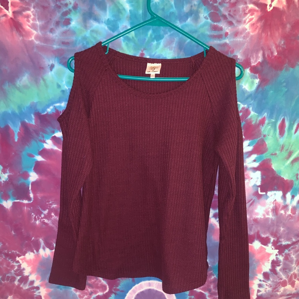 Purple Open Shoulder Sweater